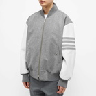 Thom Browne Men's Melton & Leather Varsity Jacket in Medium Grey