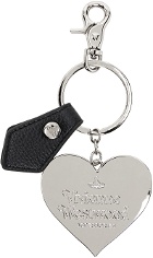 Vivienne Westwood Black & Silver Mirror Heart Orb Keychain
