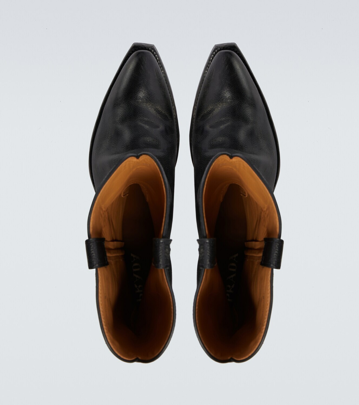 PRADA 25S COWBOY BOOTS IN DARK BROWN CALFSKIN