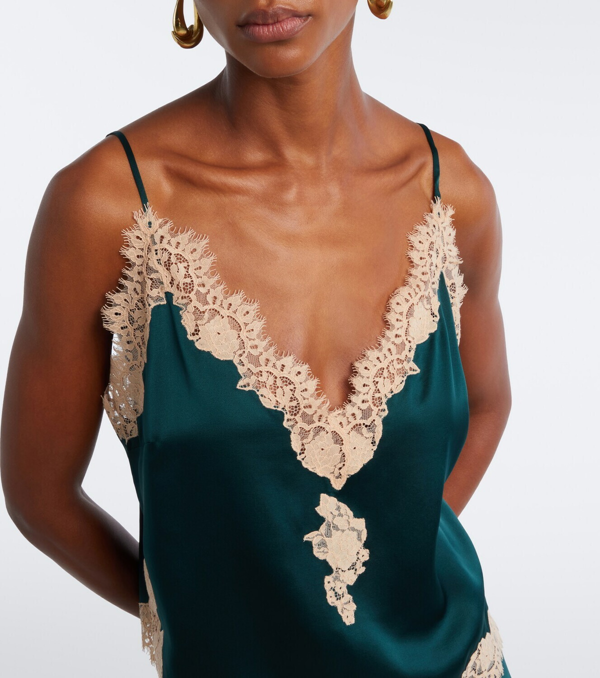 Dôen Kira lace-trimmed silk satin camisole
