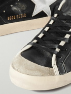 Golden Goose - Super-Star Distressed Suede-Trimmed Leather Sneakers - Black