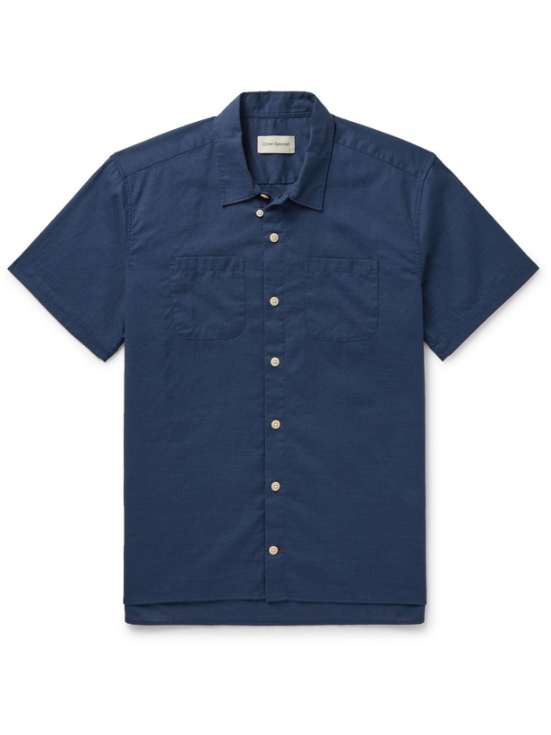 Photo: OLIVER SPENCER - Convertible-Collar Cotton Shirt - Blue