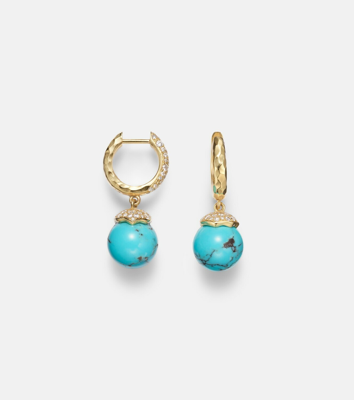 Octavia Elizabeth Orb 18kt gold hoop earrings with turquoise and diamonds