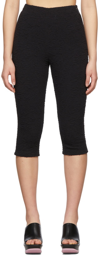 Photo: MSGM Black Crinkle Embossed Capris