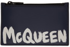 Alexander McQueen Navy Graffiti Card Holder