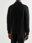 Massimo Alba - Ribbed Wool and Cashmere-Blend Half-Zip Sweater - Black