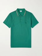 Burberry - Logo-Embroidered Checked Cotton-Piqué Polo Shirt - Green