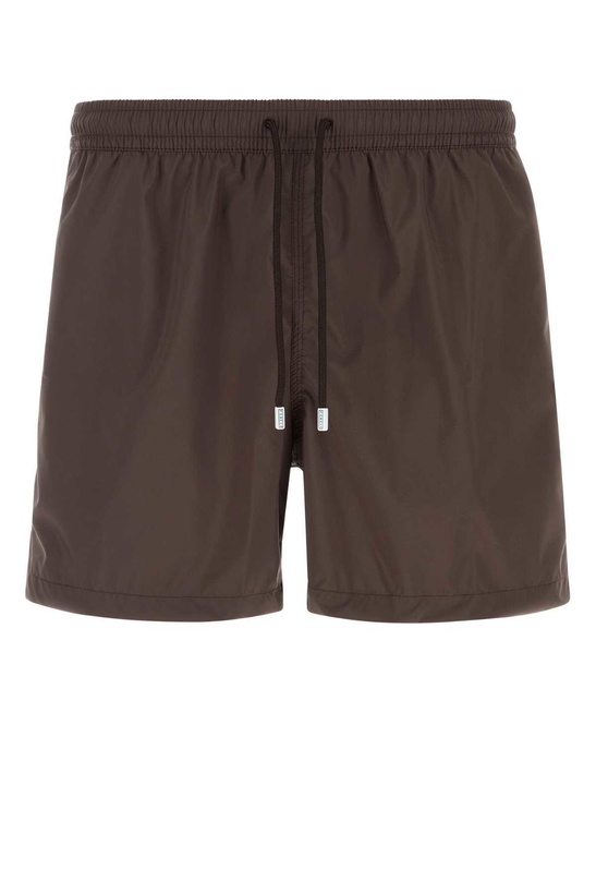 Photo: Fedeli Brown Polyester Swimming Shorts
