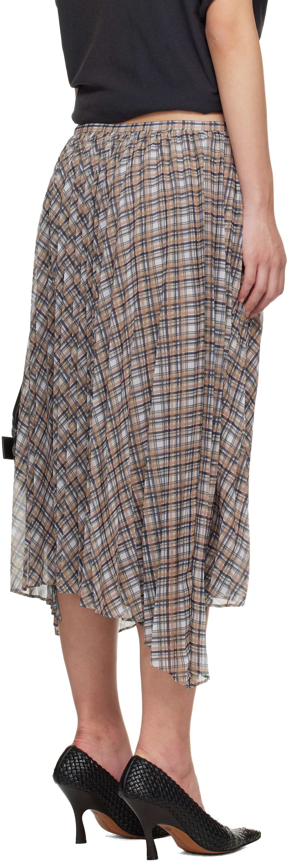 Acne Studios Tan Checked Maxi Skirt