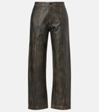 Jacques Wei High-rise leather wide-leg pants