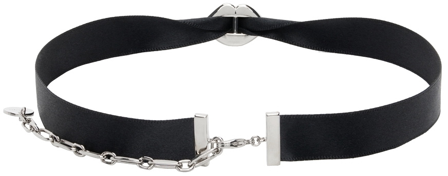 GmbH Silver & Black Ribbon Choker GmbH