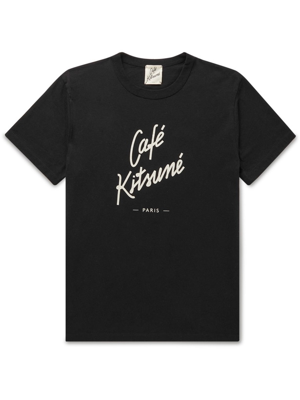 Photo: Café Kitsuné - Logo-Print Cotton-Jersey T-Shirt - Black