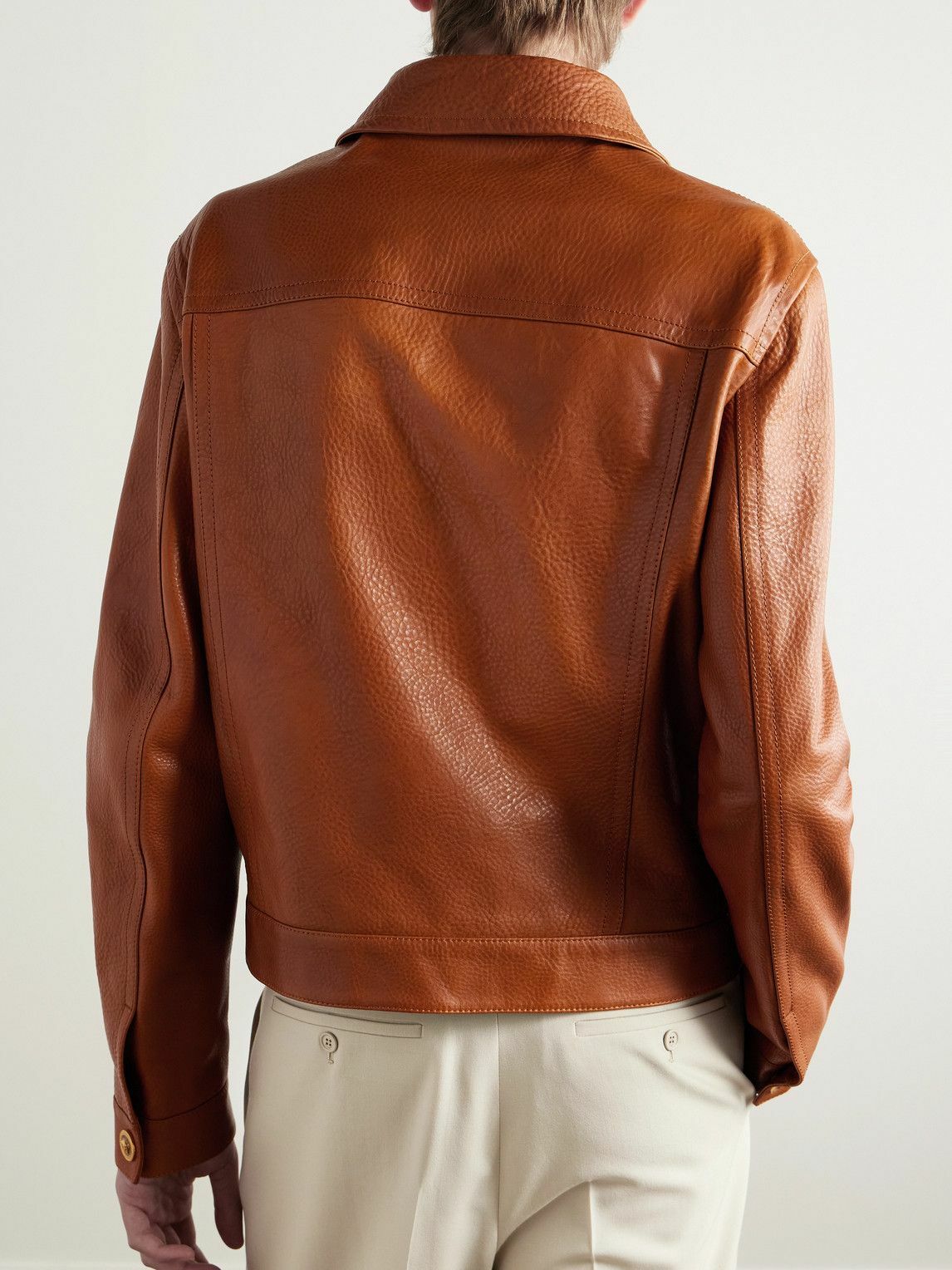 Versace - Full-Grain Leather Jacket - Brown Versace