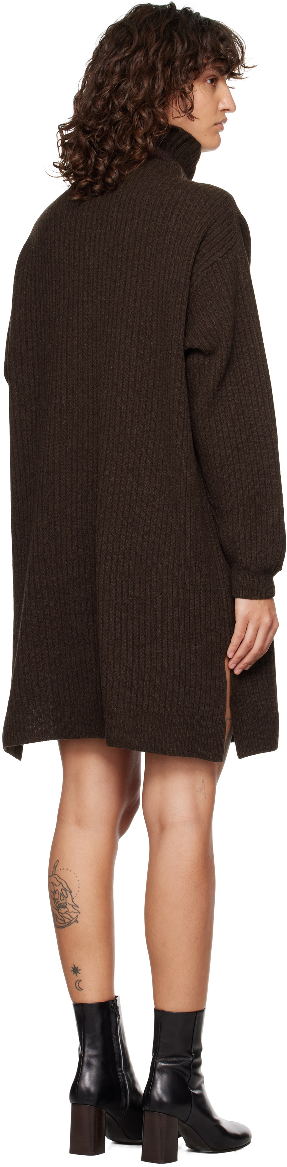 knee length dresses for ladies Halo High Neck Midi Dress-Brown – Sparkle Tallahassee