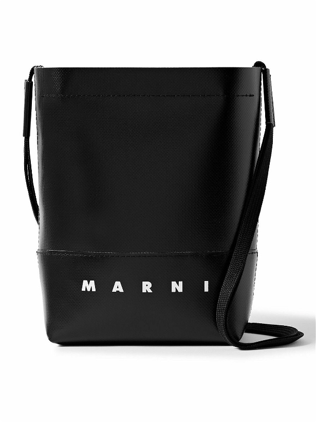 Photo: Marni - Logo-Print Textured-Leather Bucket Bag