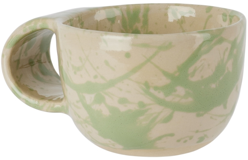 BOMBAC Off-White & Green Splatter Mug