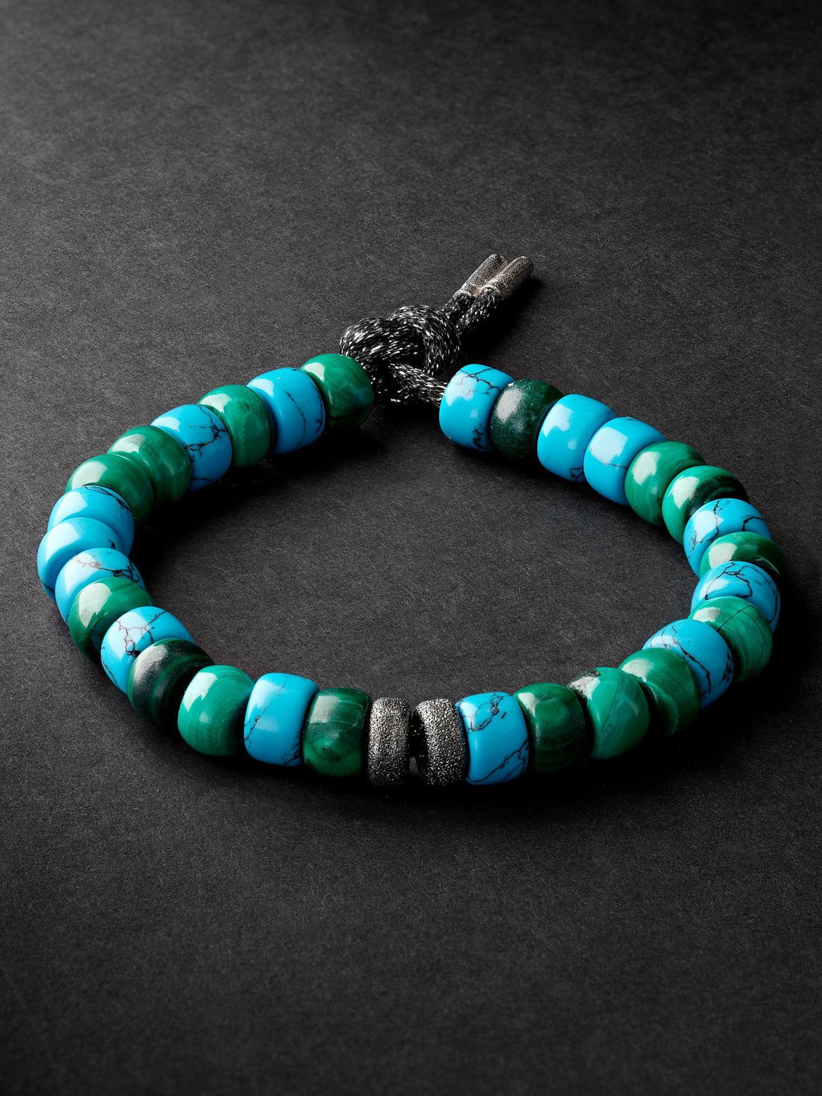 Carolina Bucci - Forte Beads White and Blackened Gold, Turquoise