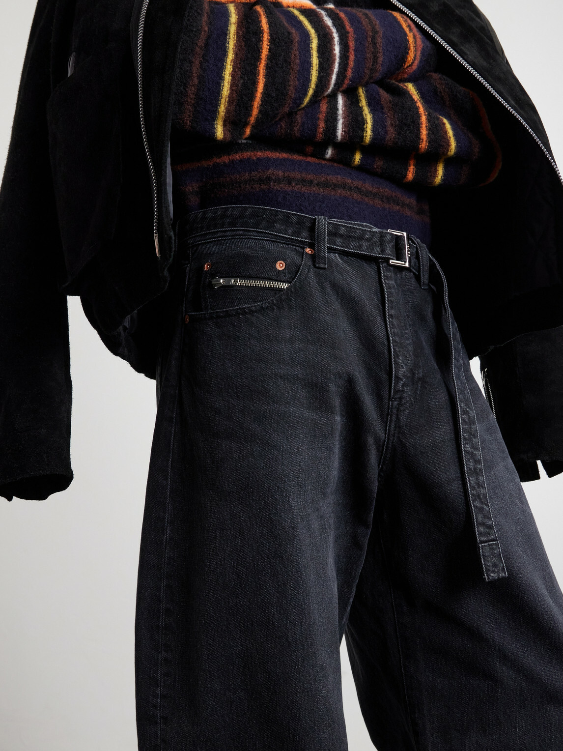 Sacai - Wide-Leg Belted Jeans - Black Sacai