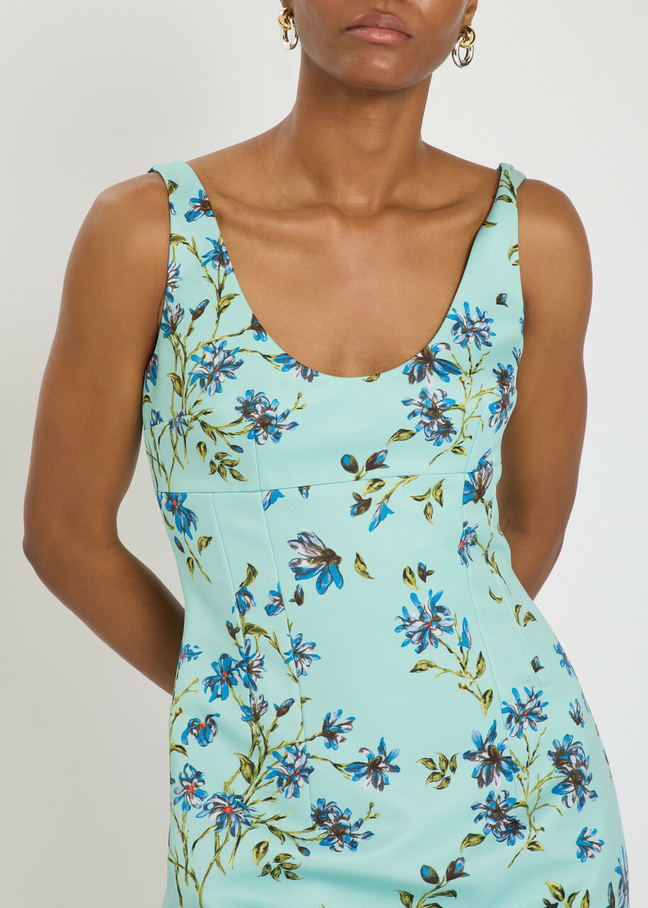 Emilia Wickstead Einna Floral-print Faille Mini Dress Blue