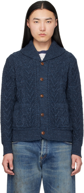 Photo: RRL Navy Aran-Knit Cotton Cardigan