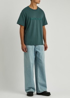 Helmut Lang Logo-embroidered Cotton T-shirt Blue