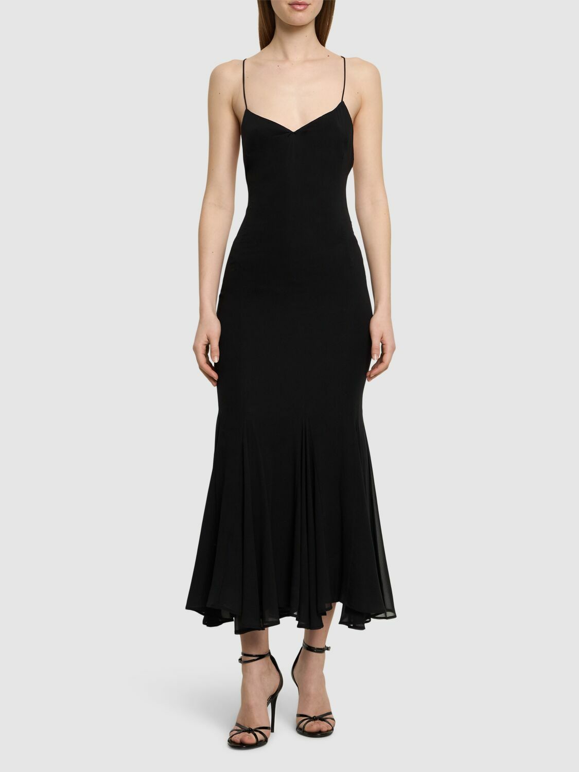 THE ANDAMANE Rosie Flared Silk Midi Slip Dress The Andamane THE ANDAMANE Rosie Flared Silk Midi Slip Dress The Andamane