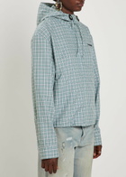 Acne Studios Plaid Hooded Cotton Jacket Blue