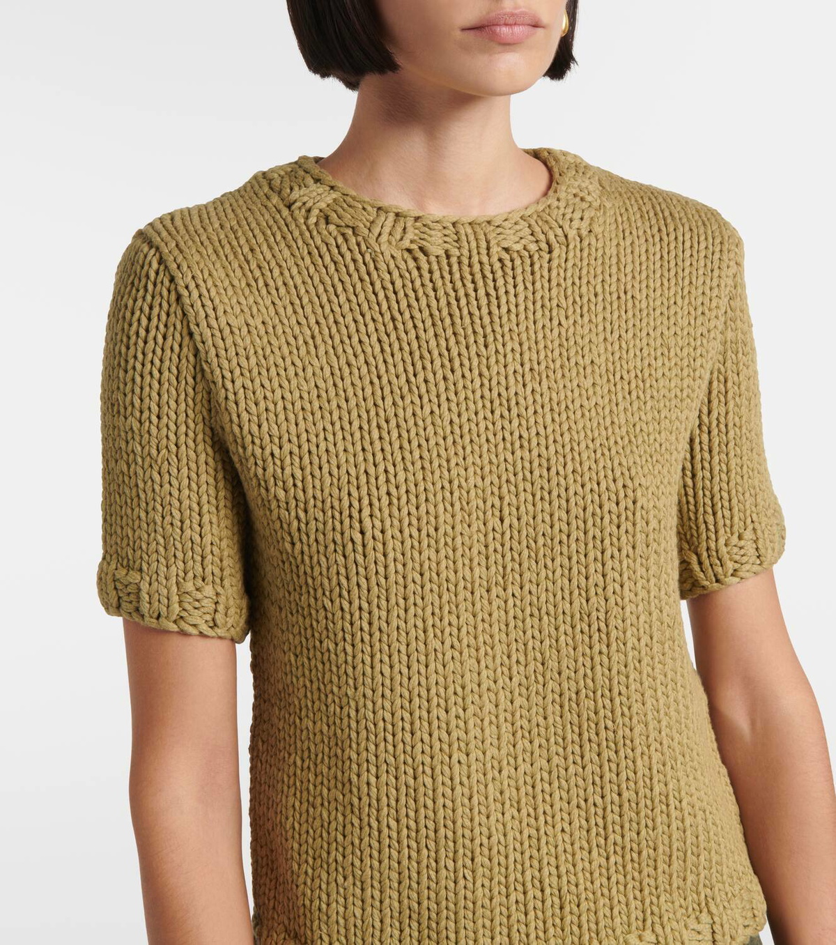 CO Ribbed-knit cotton-blend top