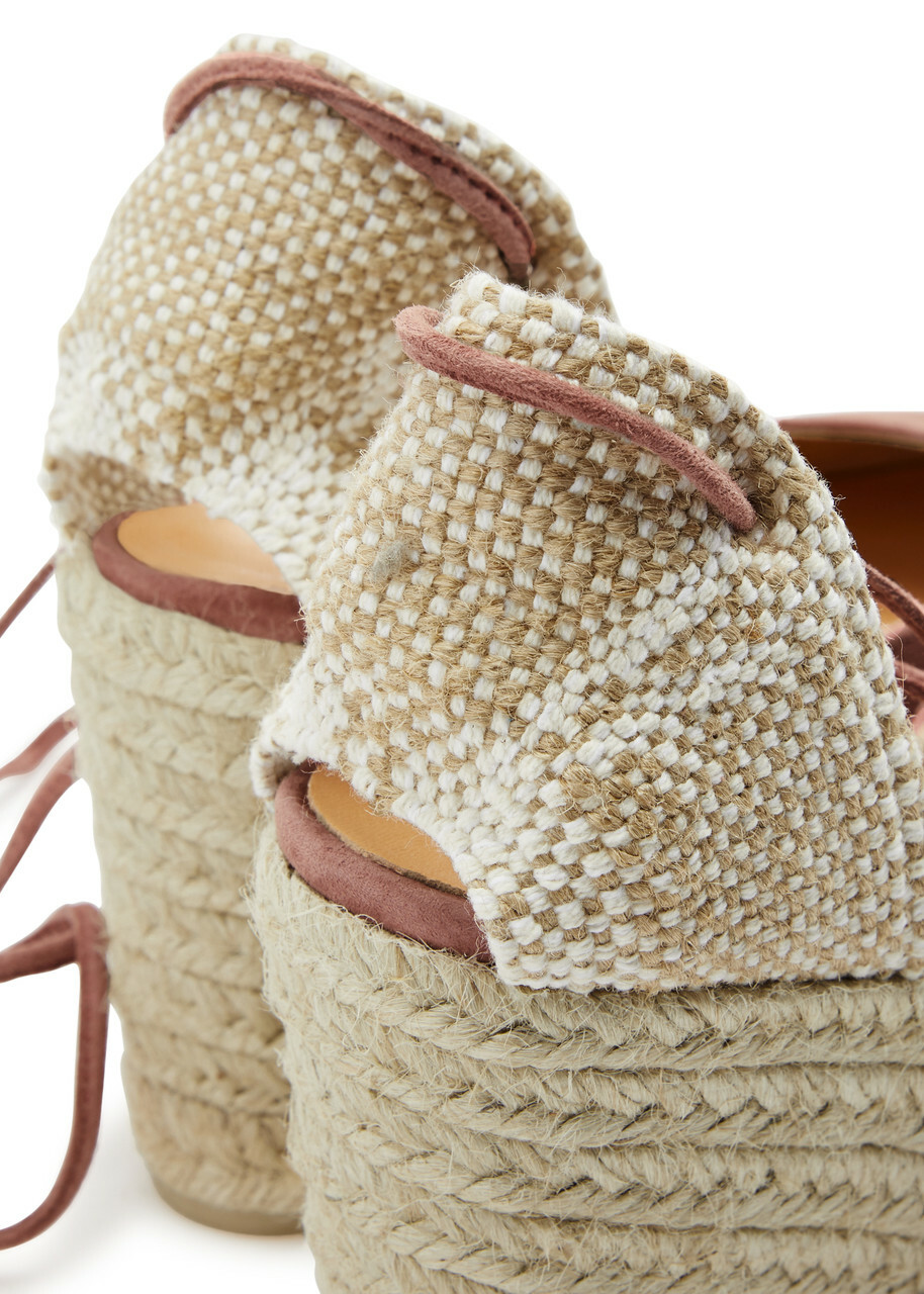 Castañer Carina 80 Suede Wedge Espadrilles Pink Castaner