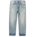 SAINT LAURENT - Cropped Distressed Denim Jeans - Blue