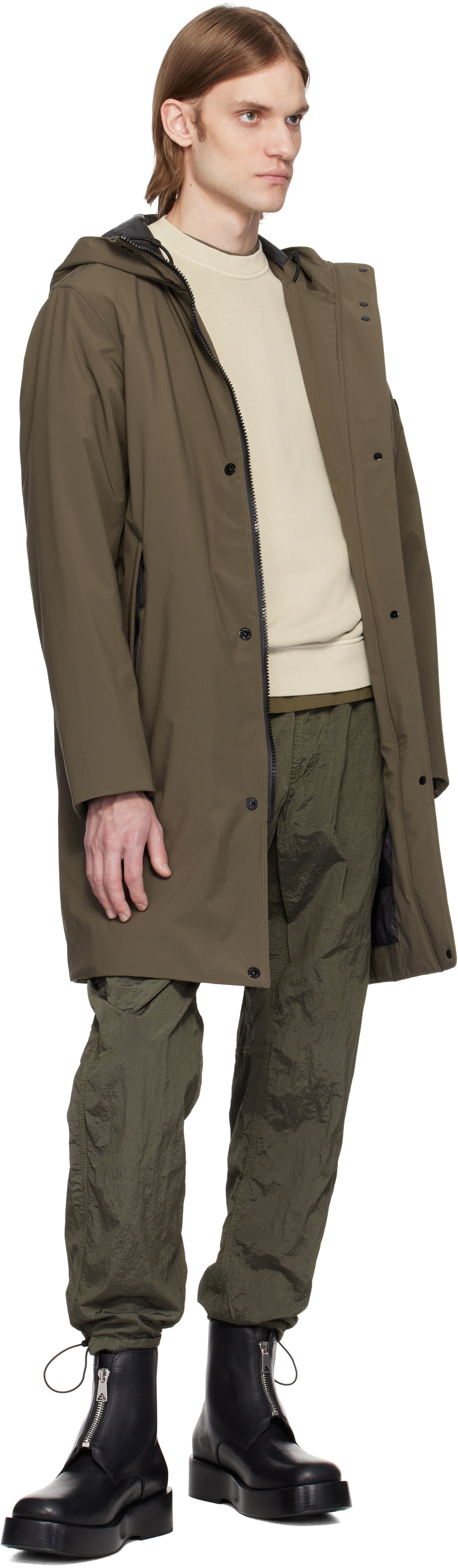 Stone Island Khaki Soft Shell-R-E.Dye Technology Coat