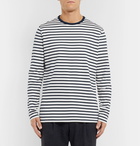 Mr P. - Striped Long-Sleeved Cotton-Jersey T-Shirt - Men - Navy