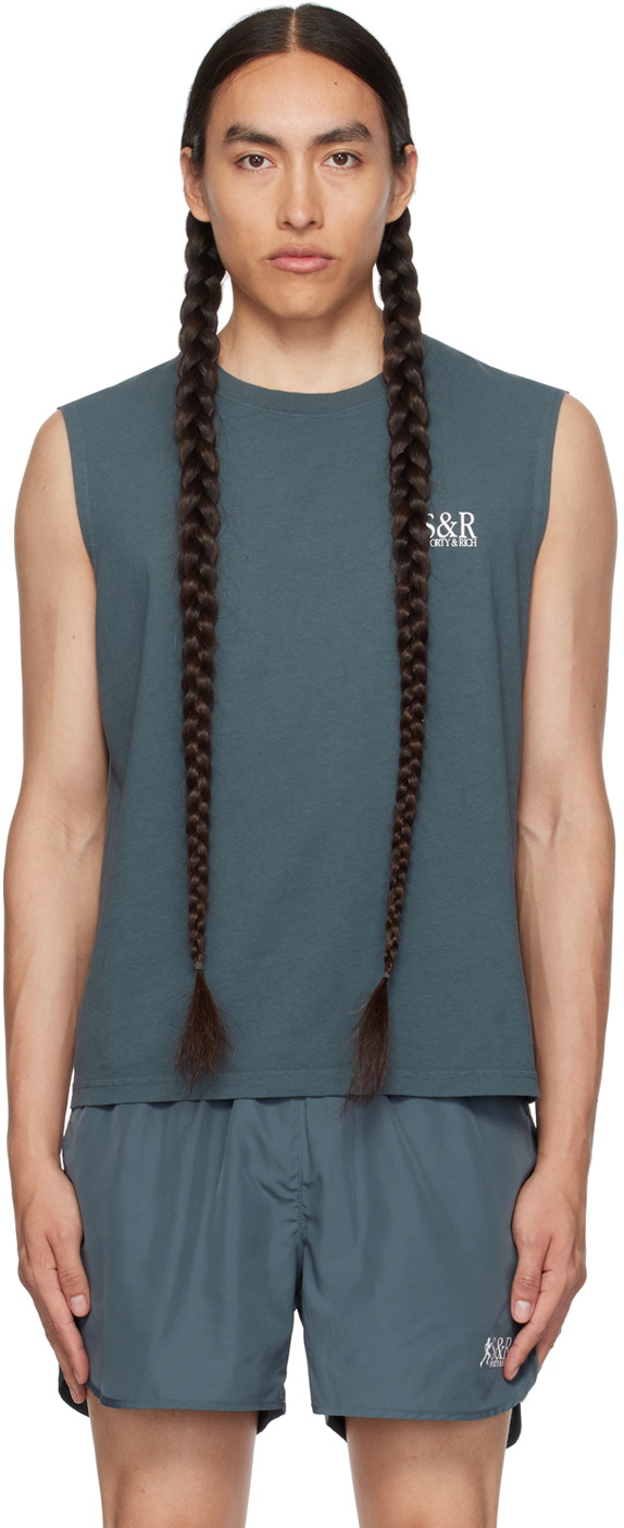 Sporty & Rich SSENSE Exclusive Blue Tank Top Sporty & Rich