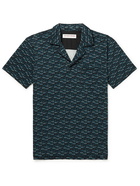 Orlebar Brown - Slim-Fit Camp-Collar Printed Cotton-Piqué Polo Shirt - Blue