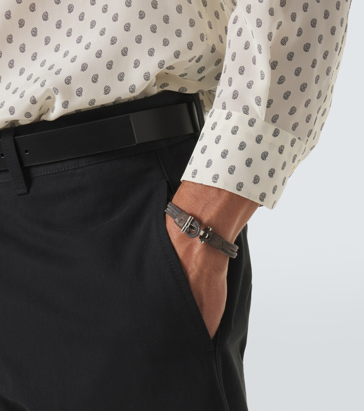 Tom Ford Braided leather-trimmed bracelet