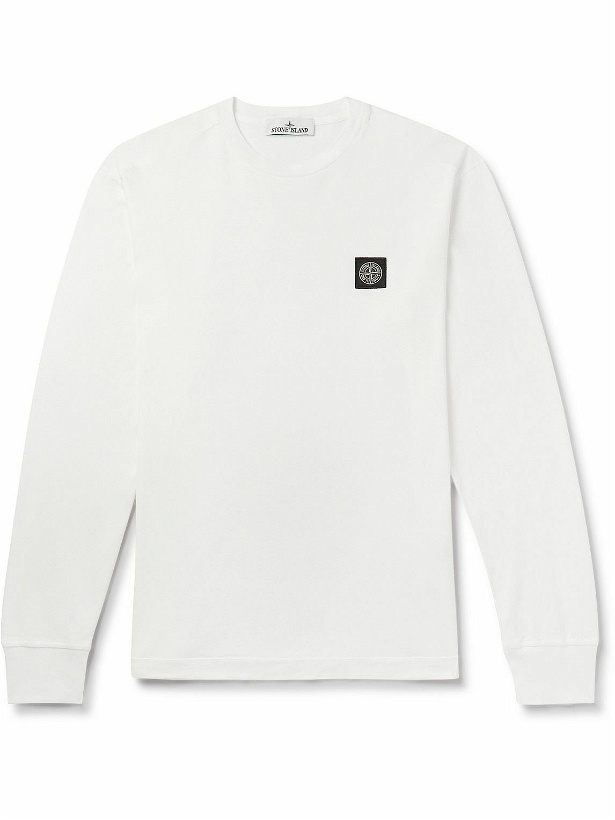 Photo: Stone Island - Logo-Appliquéd Garment-Dyed Cotton-Jersey T-Shirt - White