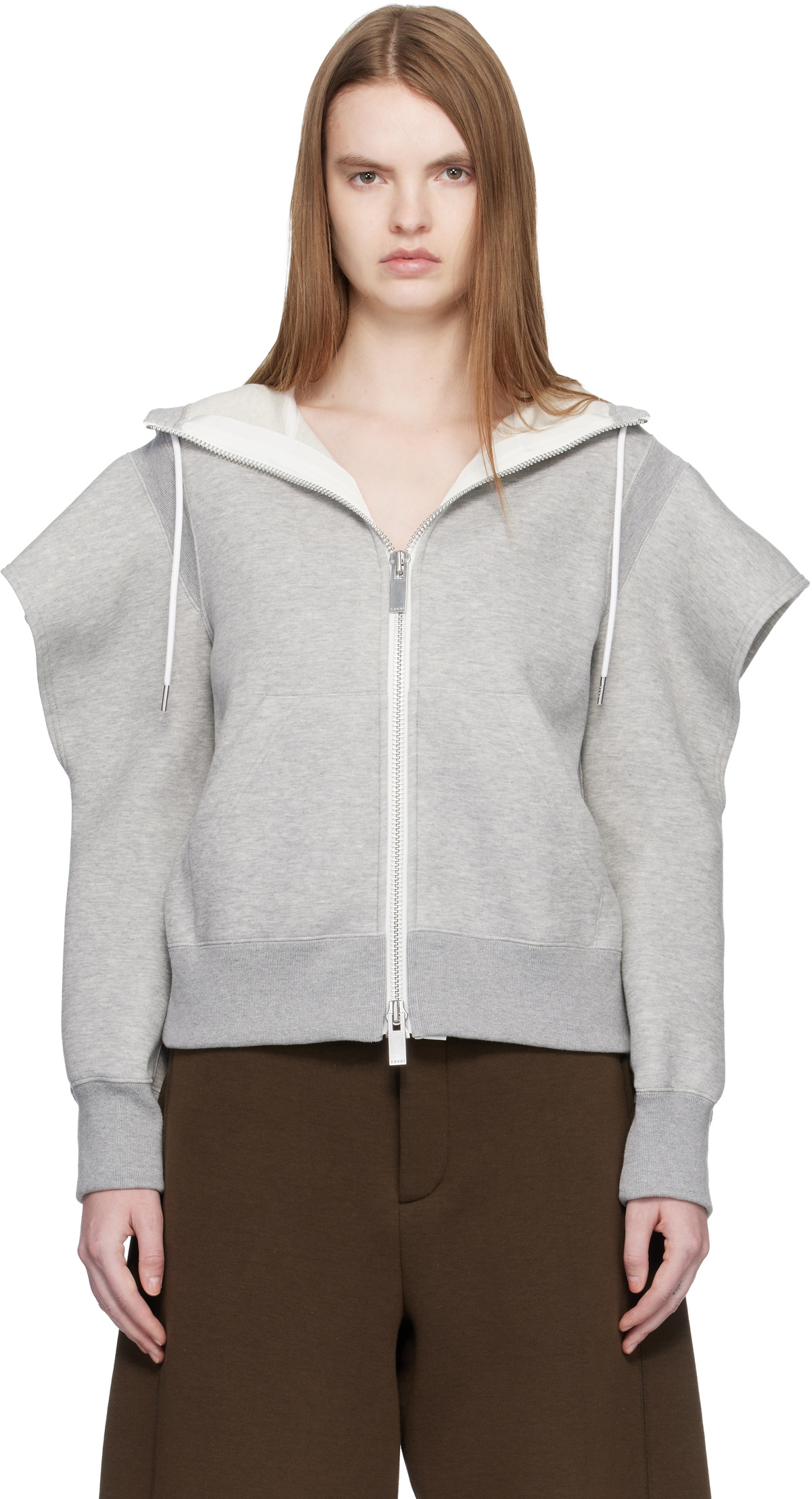 sacai: Gray Sponge Sweat Hoodie | SSENSE