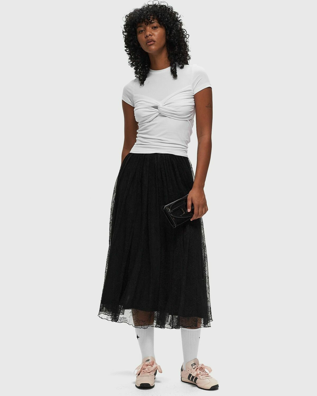 Rotate Birger Christensen Lace Long Midi Skirt Black Skirts
