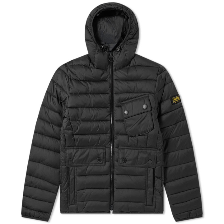 Photo: Barbour International Ouston Hooded Quilt Jacket Black