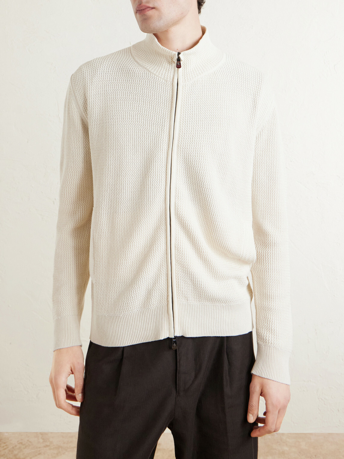 PIACENZA 1733 - Knitted Silk and Linen-Blend Zip-Up Cardigan - Neutrals