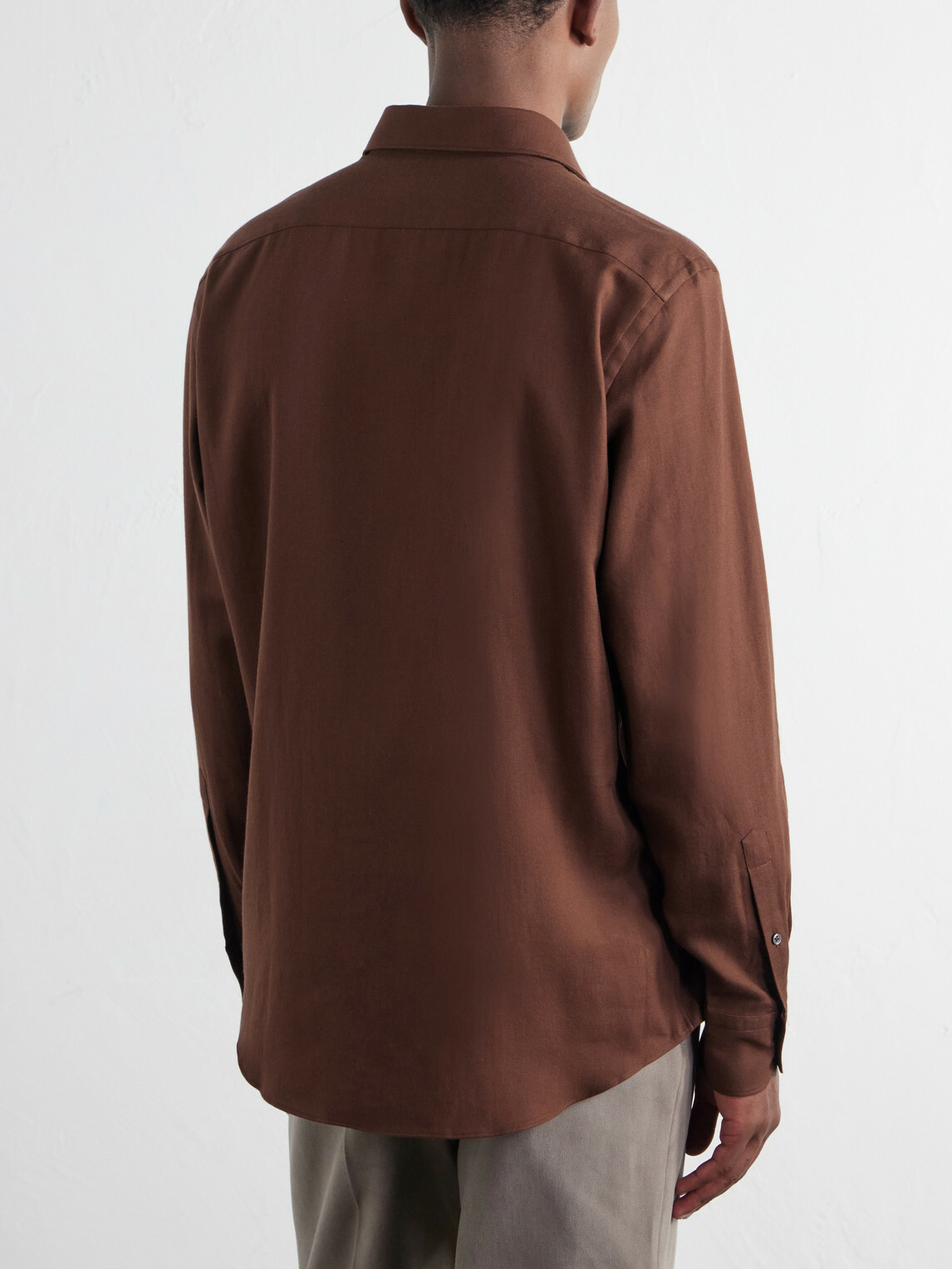 Zegna - Cotton and Cashmere-Blend Twill Shirt - Brown