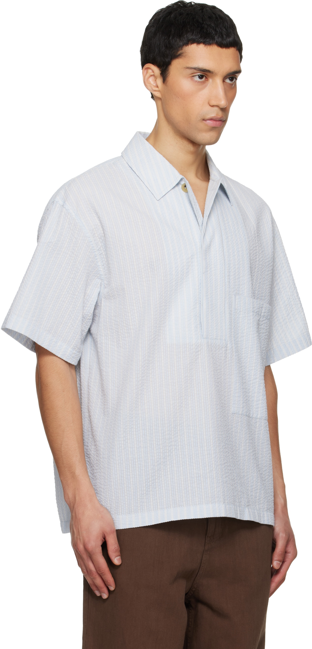 LE17SEPTEMBRE Blue Pullover Seersucker Shirt