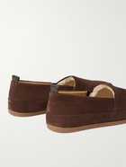 Mulo - Shearling-Lined Suede Slippers - Brown