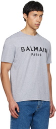 Balmain Gray Printed Cotton T-shirt