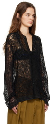 Bode Black Blooming Threadwork Shirt