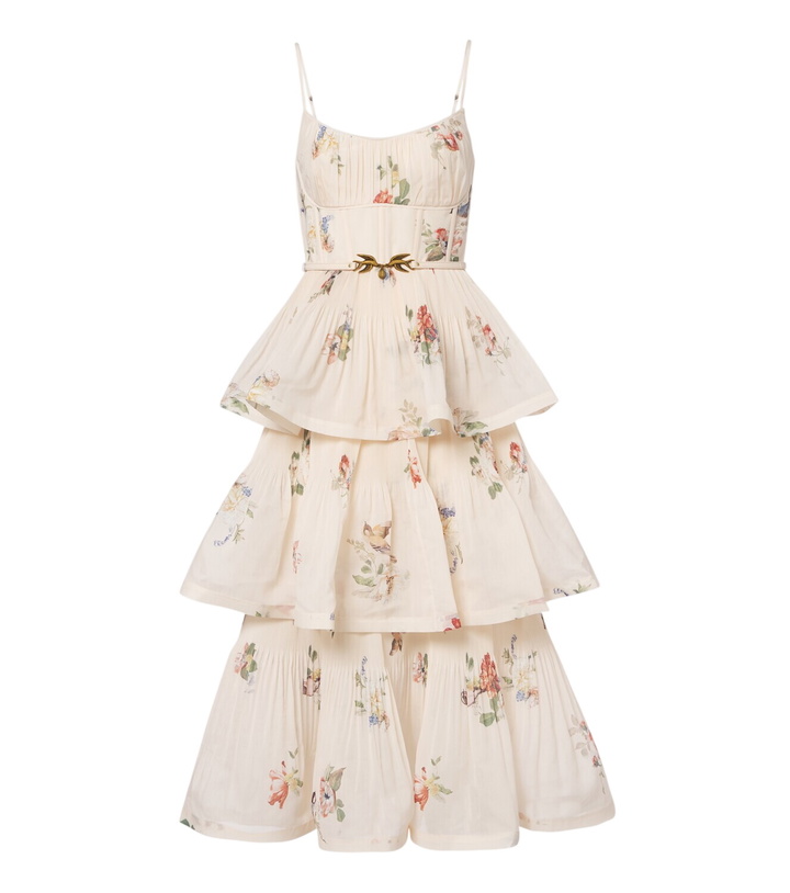 Photo: Zimmermann Floral pleated tiered bustier dress
