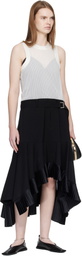 sacai Black & Off-White Suiting Satin Midi Dress