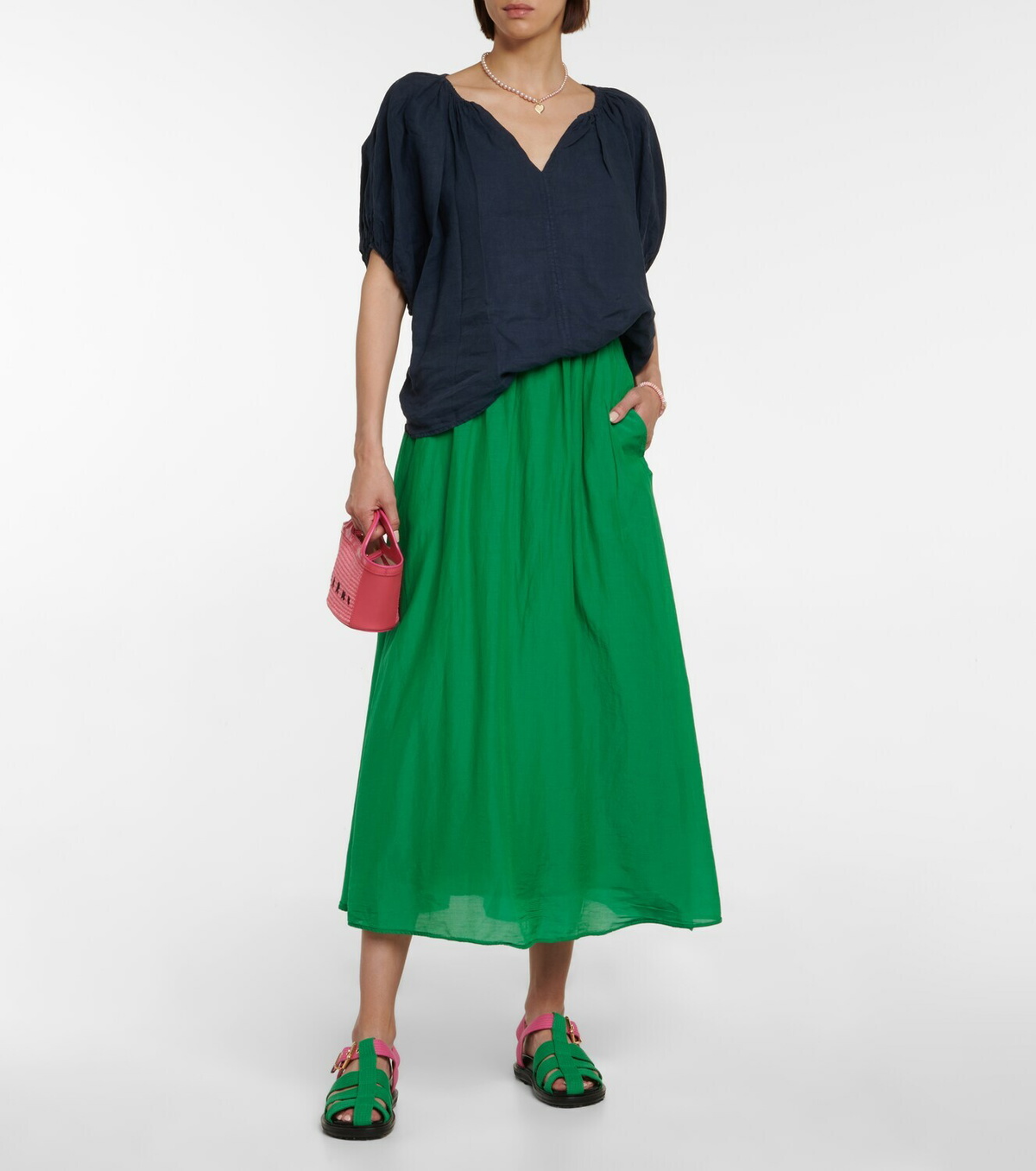 Velouria Velvet Occasion Skirt - Beige, Flowing Silhouette main image 1