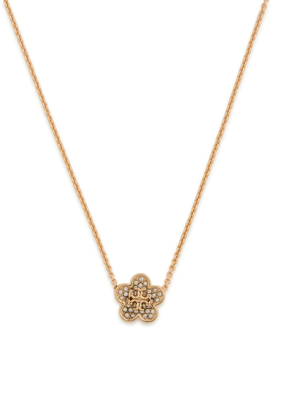 Tory Burch Forget Me Not Floral Pavé 18kt Gold-plated Necklace - One Size