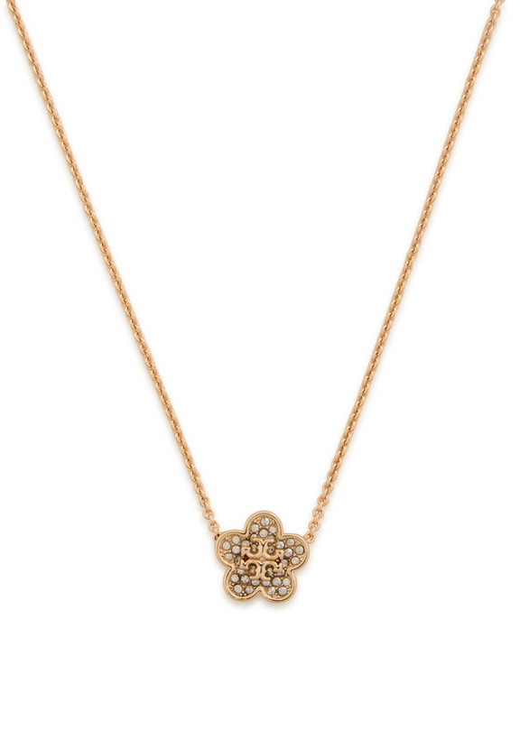Photo: Tory Burch Forget Me Not Floral Pavé 18kt Gold-plated Necklace - One Size